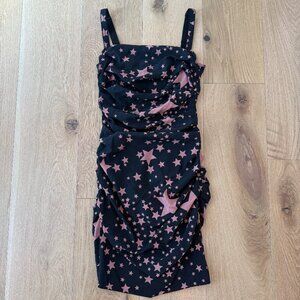 Dolce & Gabbana stars printed ruched silk mini dress size 38- XS
